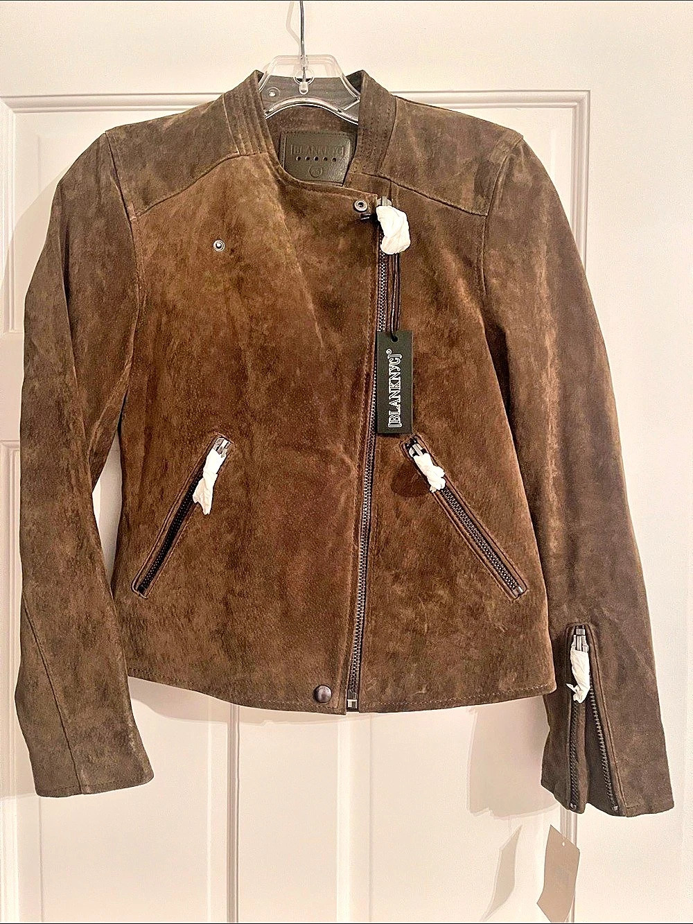 Blank NYC Women's Moto Leather Jacket in Bank Roll NWT